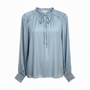 Maison d’Amelie Light Blue Long Sleeve Poet Peasant Blouse Size 1X